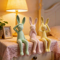 3pcs Bohemian Macaron Flocked Rabbit Figurines - Resin Suitable for Bunny Shelf Decor, Decorations, Kawaii Bunny Statues for Home, Perfect Gift for Rabbit Lovers, Aesthetic Room Ornaments for Living Room Bedroom