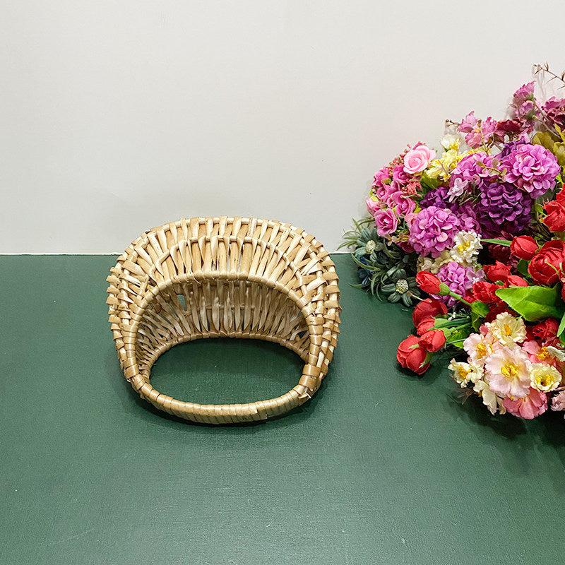 Handmade Woven Storage Basket - Farmhouse Style Suitable for Tea Serving, Fireplace Mantel Decor, Snack Organizer & Fruit Tray, Rustic Table Centerpiece, Dining Table, or Décor - Multi-Purpose Basket