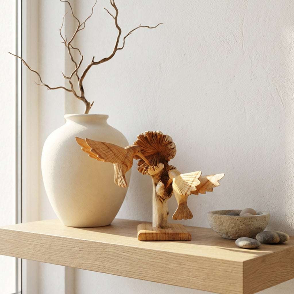 Wooden Rustic Sculpture – Mushroom Decoration