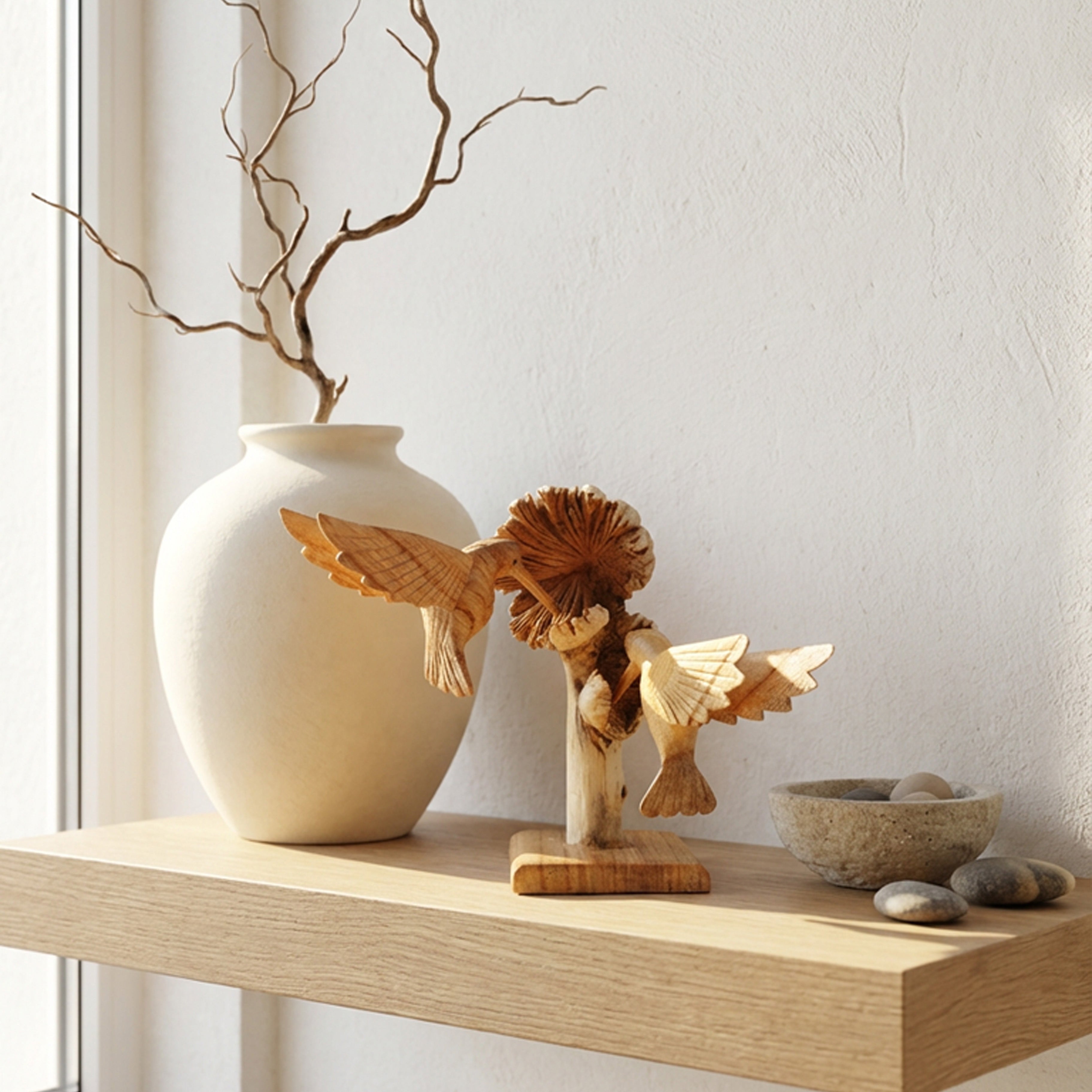 Wooden Rustic Sculpture – Mushroom Decoration