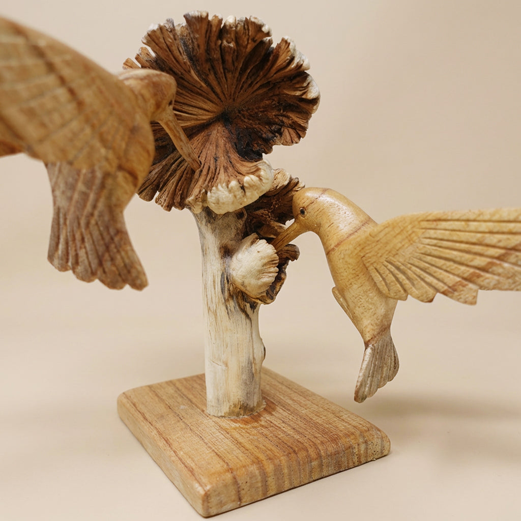 Wooden Rustic Sculpture – Mushroom Decoration