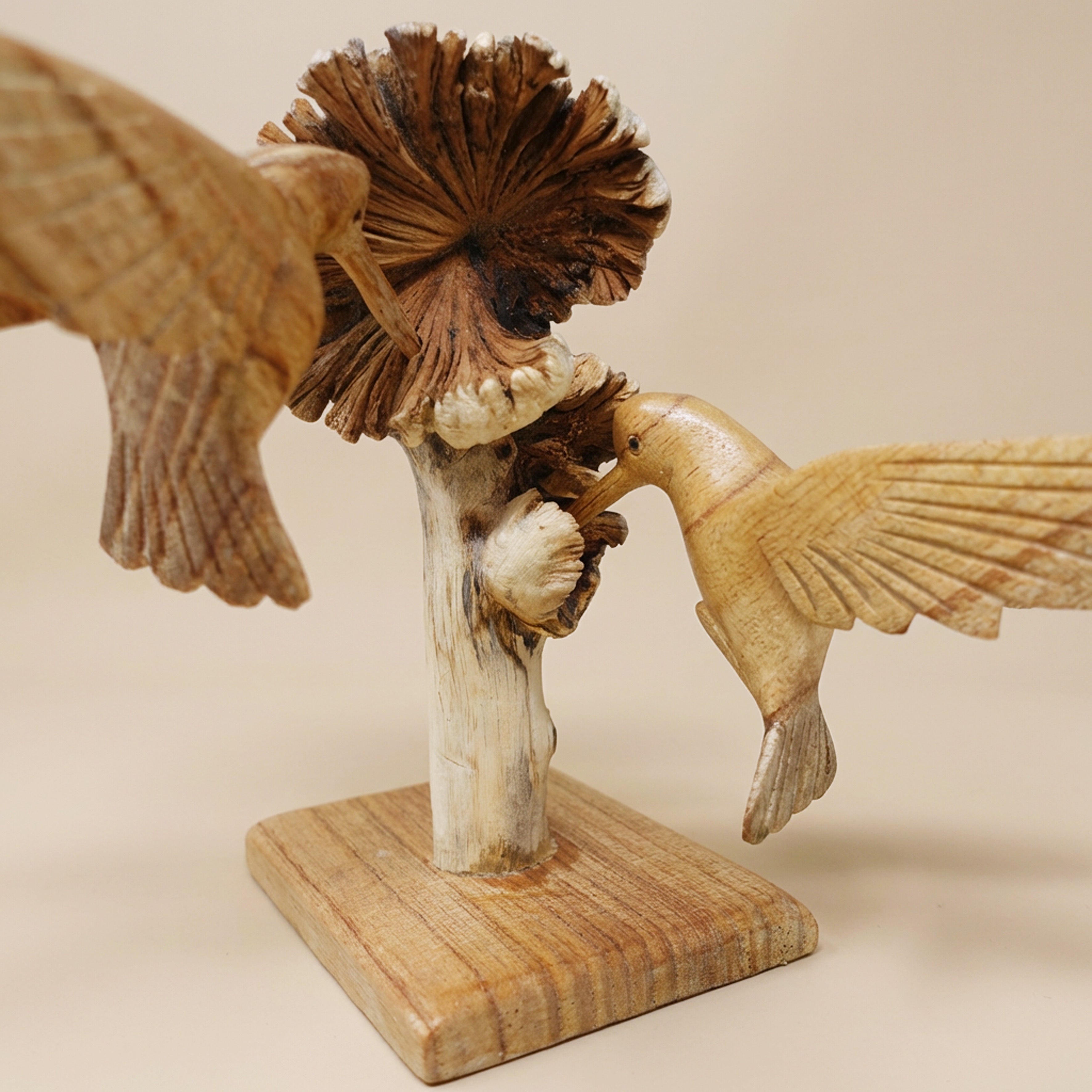 Wooden Rustic Sculpture – Mushroom Decoration