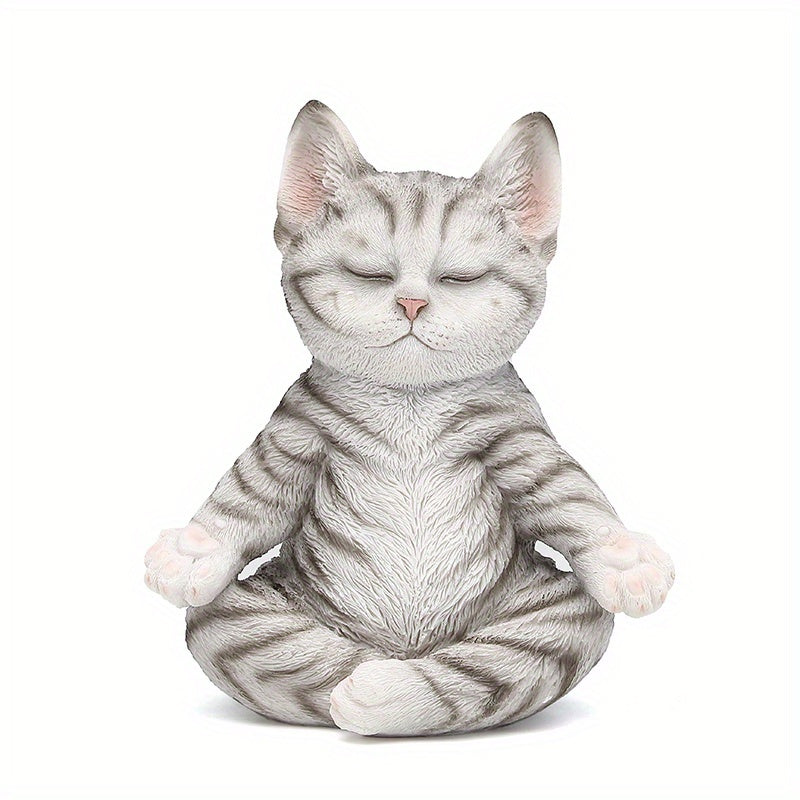 Multicolor Yoga Pose Cat Figurine Statue - Interactive Yoga Cat & Collectible Statue Suitable for Office Decor, Shelf Display, Gift for Cat Lovers, Yoga-Themed Decoration for And