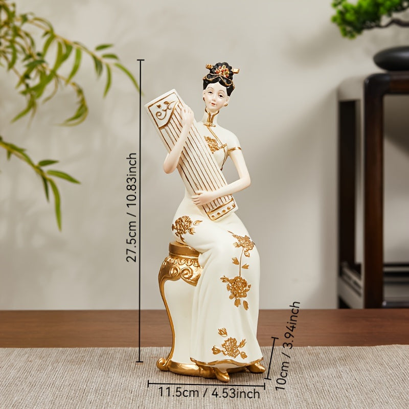1pc New Style Qipao Lady Figurine Living Room Tea Room Zen High-end Curio Shelf Entrance Decoration