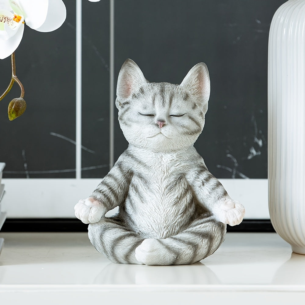 Multicolor Yoga Pose Cat Figurine Statue - Interactive Yoga Cat & Collectible Statue Suitable for Office Decor, Shelf Display, Gift for Cat Lovers, Yoga-Themed Decoration for And