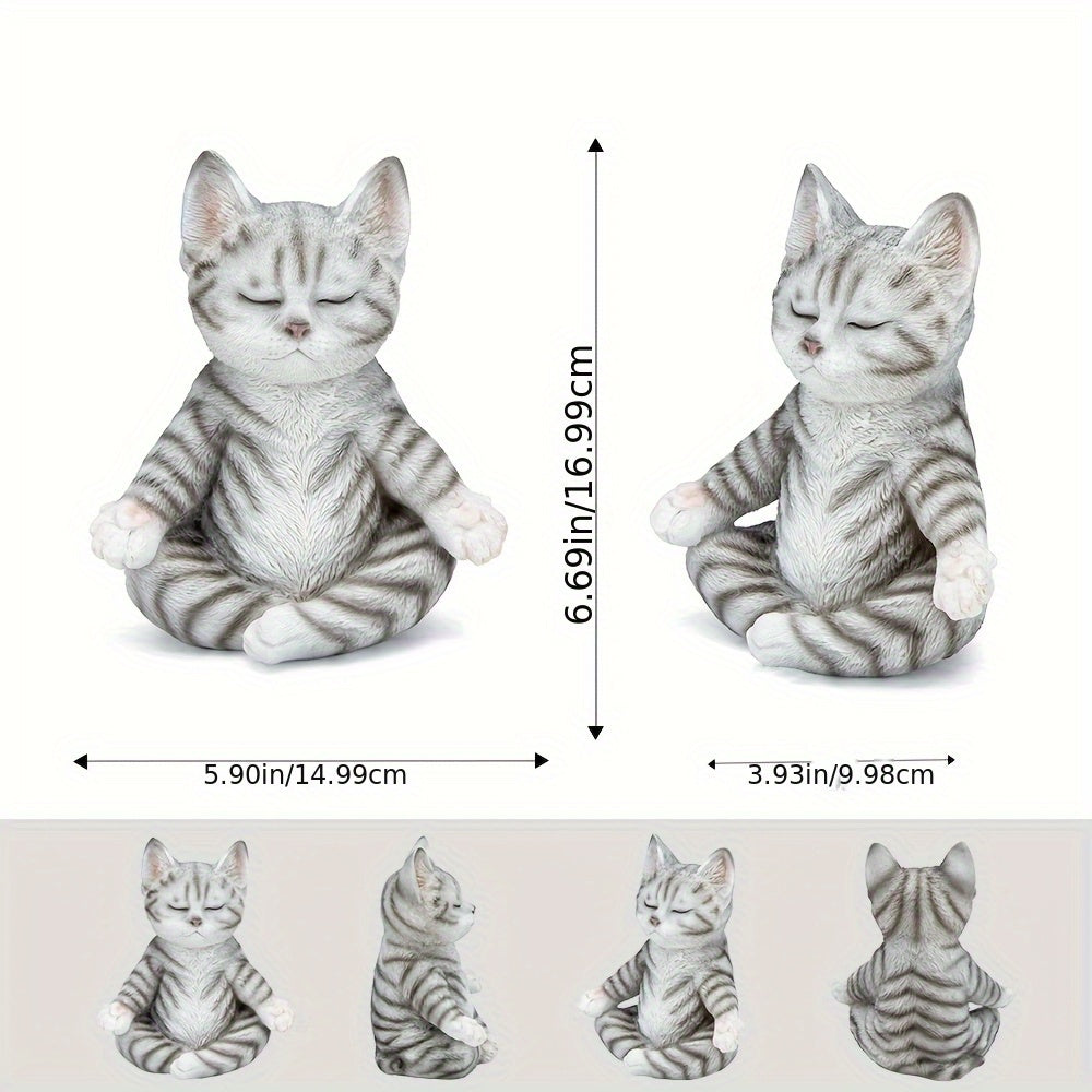 Multicolor Yoga Pose Cat Figurine Statue - Interactive Yoga Cat & Collectible Statue Suitable for Office Decor, Shelf Display, Gift for Cat Lovers, Yoga-Themed Decoration for And