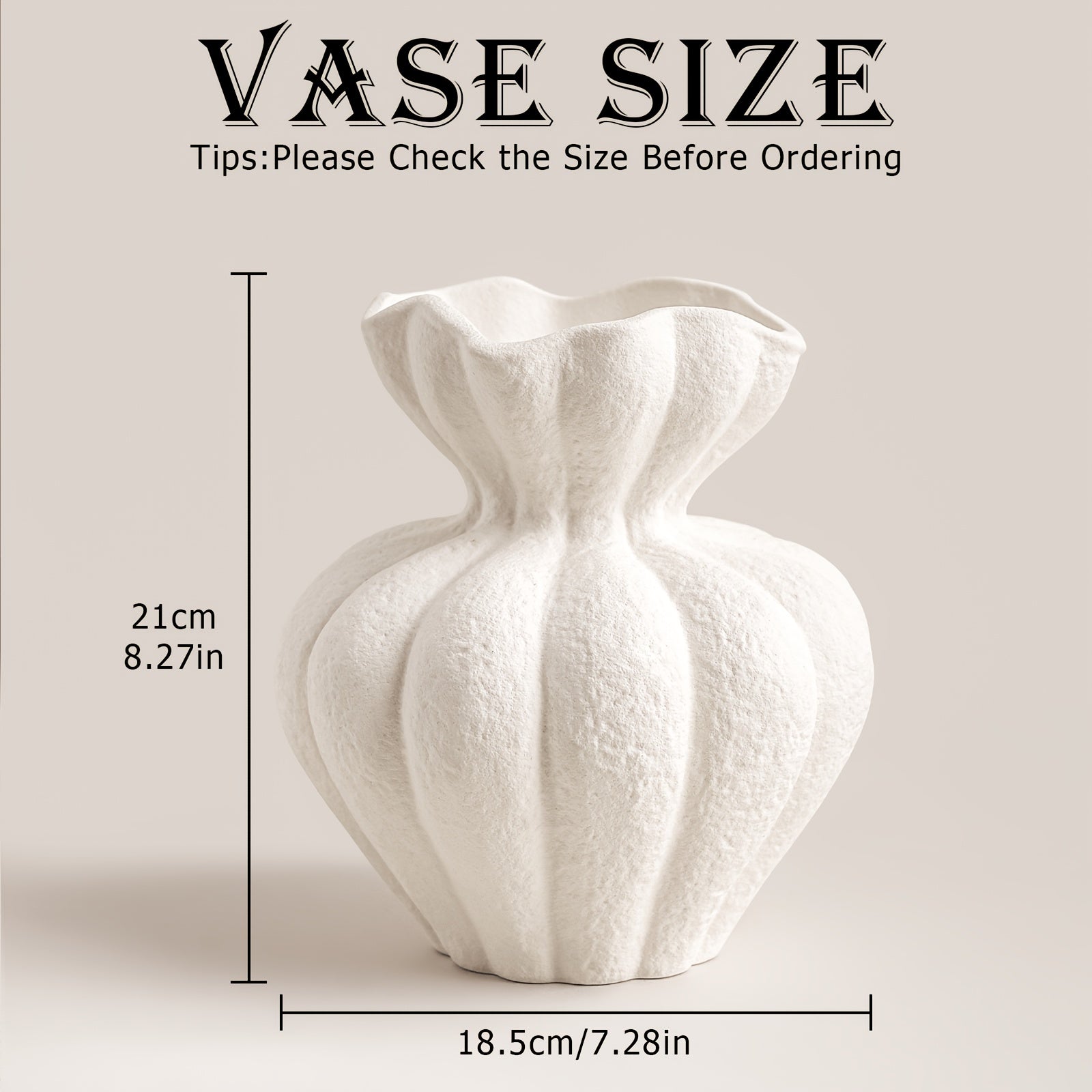White Ceramic Vase, 8.2 Inch Modern Boho White Flower Vase for Home Decor, Unique Vase for Farmhouse Living Room Cabinet Table Centerpieces Wedding Decorations