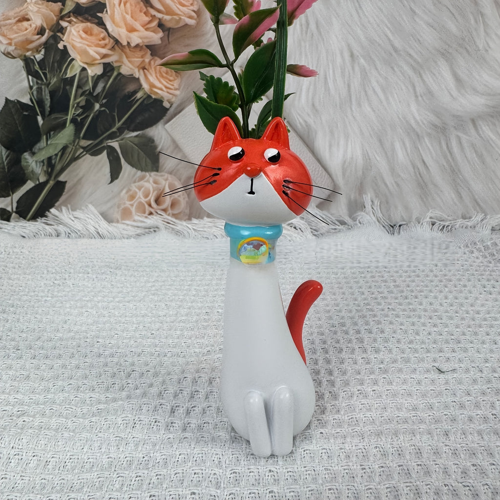 Whimsical Cat Shaped Resin Vase Cute Kawaii Design High End Stylish Unique Decor for Home Office