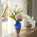 Green | Handmade Handmade Green Glass 1pc Vase | Beautiful Spring Flower Arrangement Container, Wide Mouth Vase | Unique Gift for Mothers And Sisters, Suitable for Central Table Decoration, Living Room Or Wedding Decoration