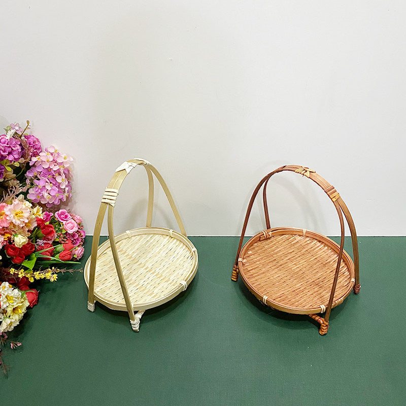 Handmade Woven Storage Basket - Farmhouse Style Suitable for Tea Serving, Fireplace Mantel Decor, Snack Organizer & Fruit Tray, Rustic Table Centerpiece, Dining Table, or Décor - Multi-Purpose Basket