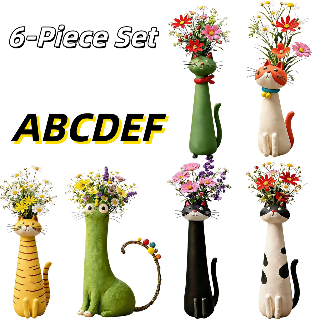 Whimsical Cat Shaped Resin Vase Cute Kawaii Design High End Stylish Unique Decor for Home Office