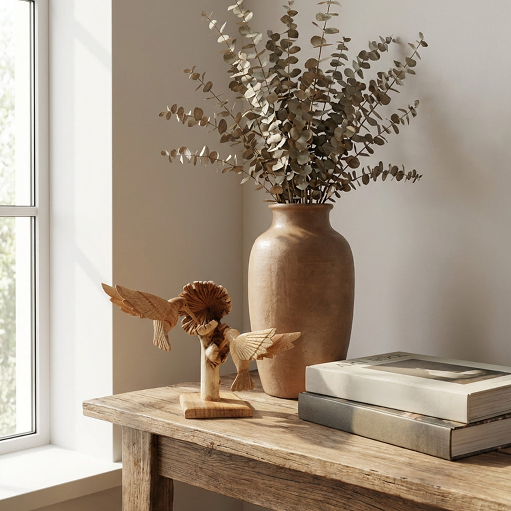 Wooden Rustic Sculpture – Mushroom Decoration