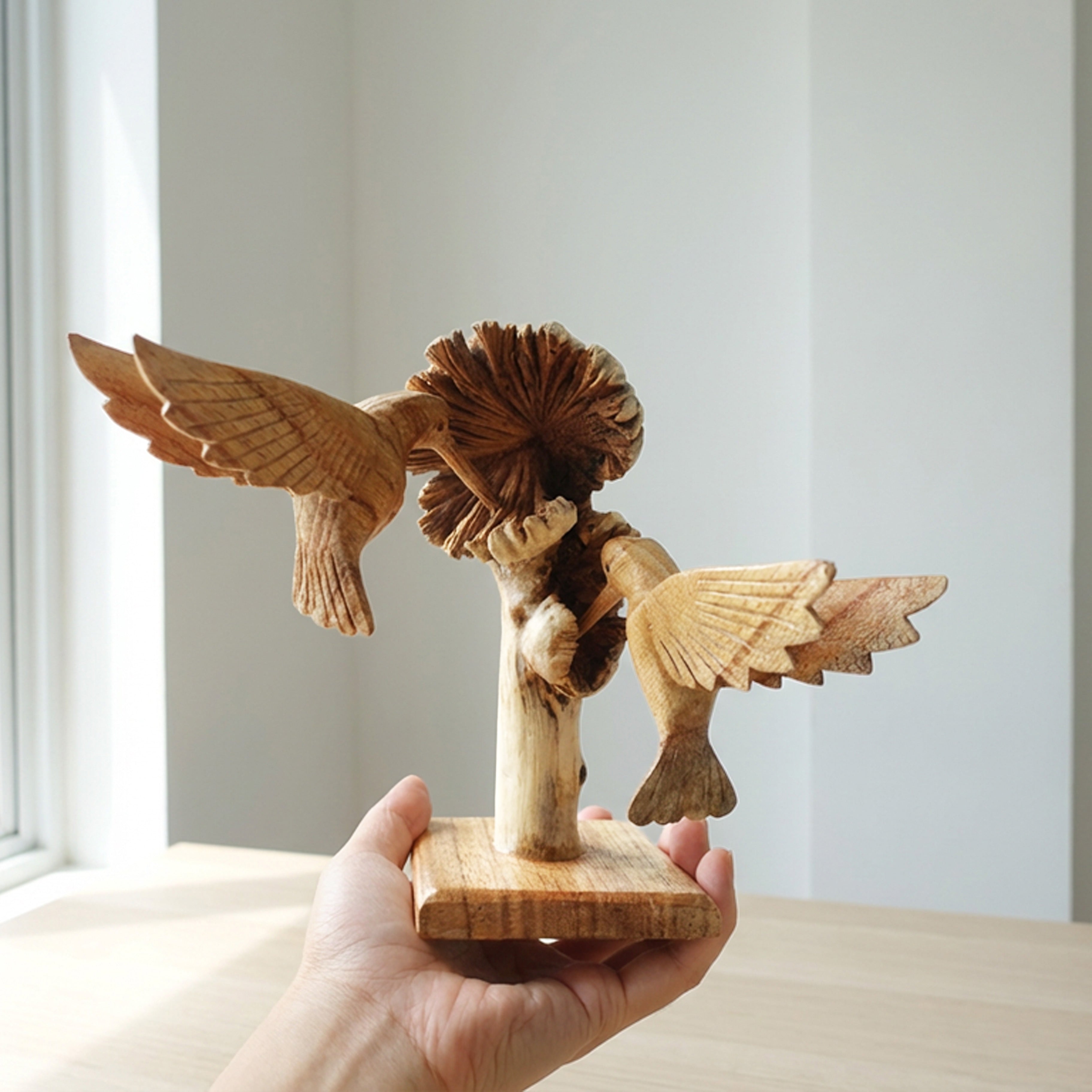 Wooden Rustic Sculpture – Mushroom Decoration