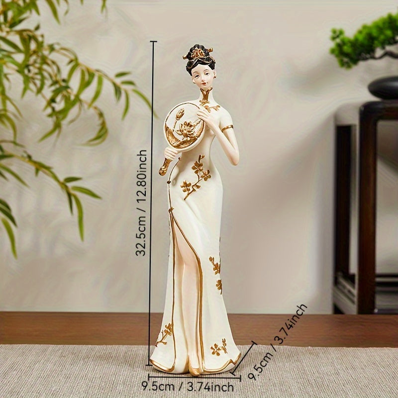 1pc New Style Qipao Lady Figurine Living Room Tea Room Zen High-end Curio Shelf Entrance Decoration