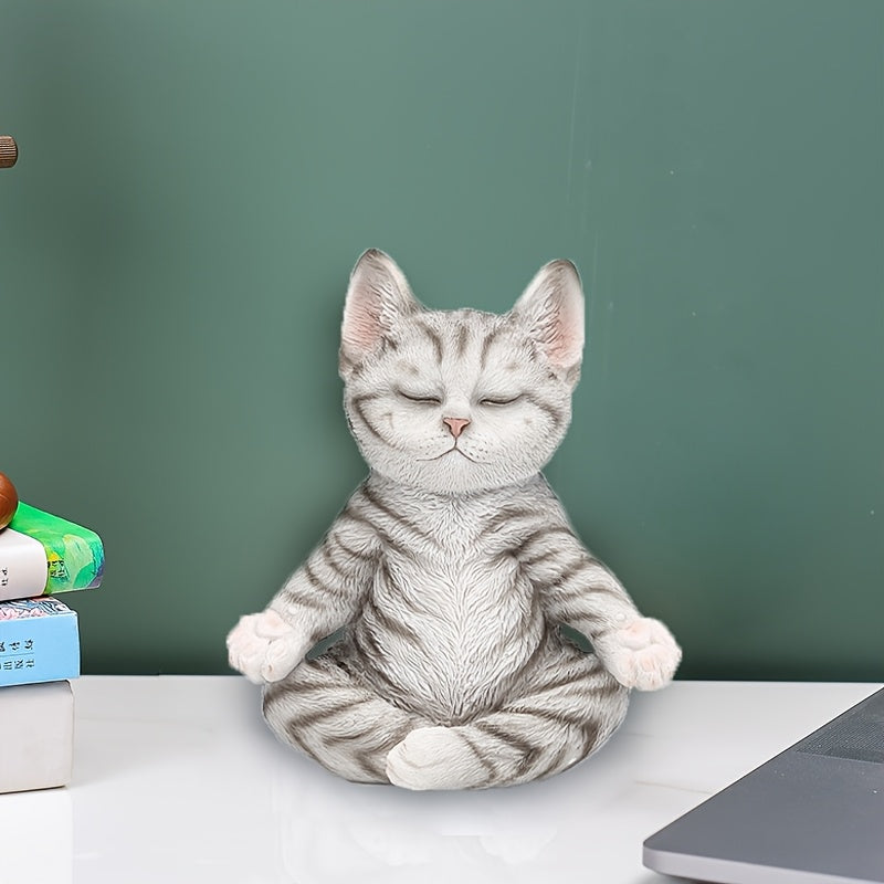 Multicolor Yoga Pose Cat Figurine Statue - Interactive Yoga Cat & Collectible Statue Suitable for Office Decor, Shelf Display, Gift for Cat Lovers, Yoga-Themed Decoration for And