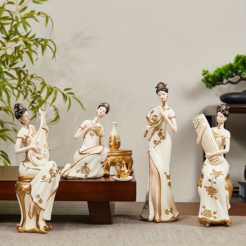 1pc New Style Qipao Lady Figurine Living Room Tea Room Zen High-end Curio Shelf Entrance Decoration