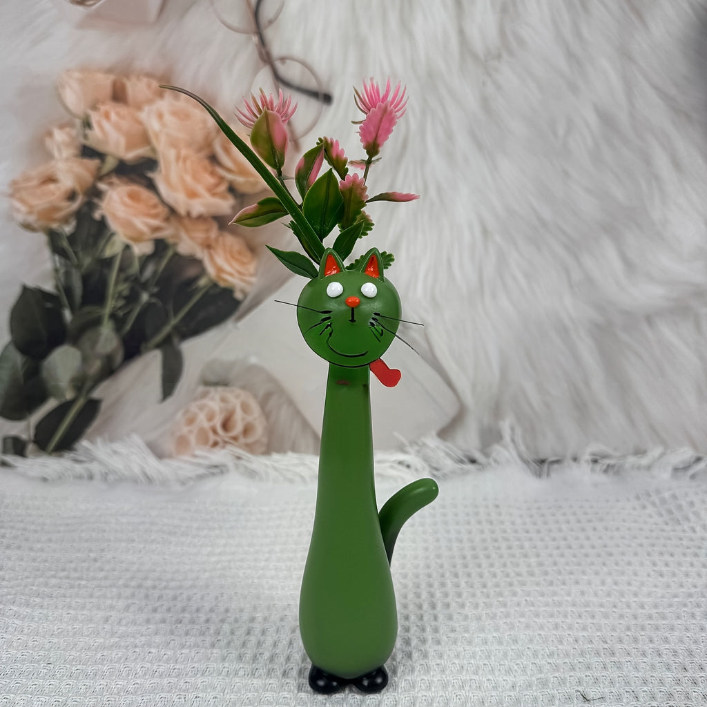 Whimsical Cat Shaped Resin Vase Cute Kawaii Design High End Stylish Unique Decor for Home Office