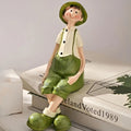 Hand-Painted Resin Figurine - Rustic Suitable for Use in Living Room,, Garden Statue with Green Suit & White Shirt Decor, Wedding Gift, Indoor\u002FOutdoor Decoration, Resin Ornament for Home or Lawn Care
