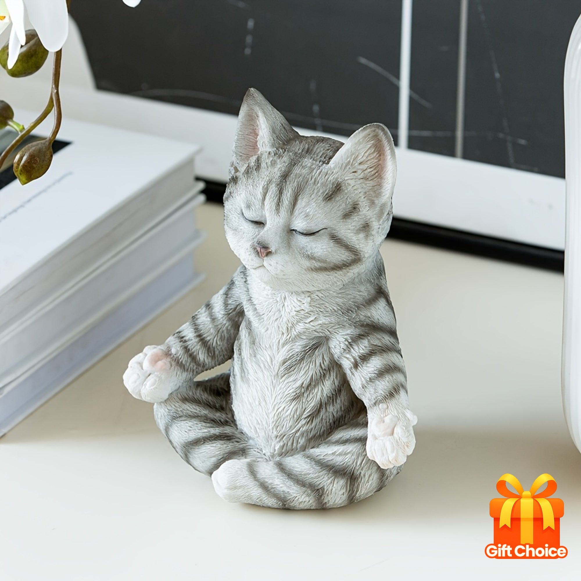 Multicolor Yoga Pose Cat Figurine Statue - Interactive Yoga Cat & Collectible Statue Suitable for Office Decor, Shelf Display, Gift for Cat Lovers, Yoga-Themed Decoration for And