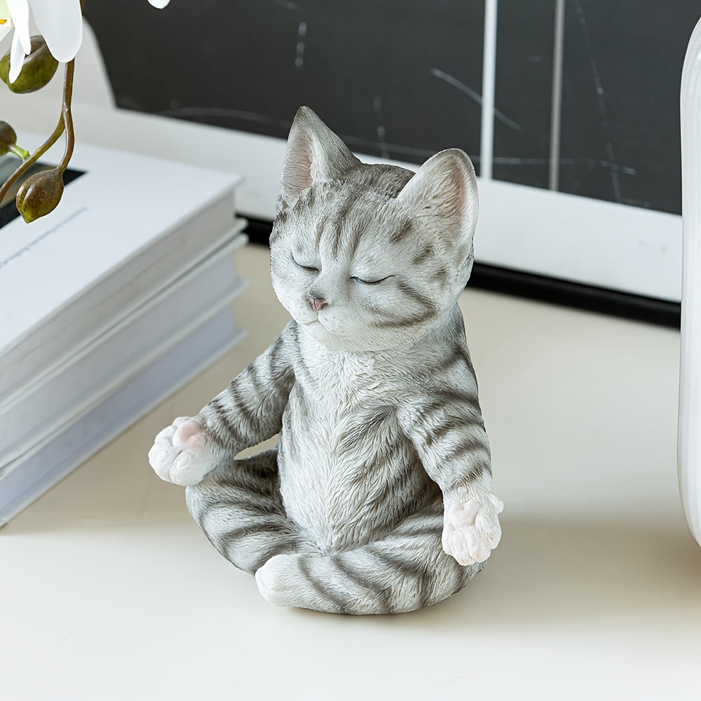 Multicolor Yoga Pose Cat Figurine Statue - Interactive Yoga Cat & Collectible Statue Suitable for Office Decor, Shelf Display, Gift for Cat Lovers, Yoga-Themed Decoration for And
