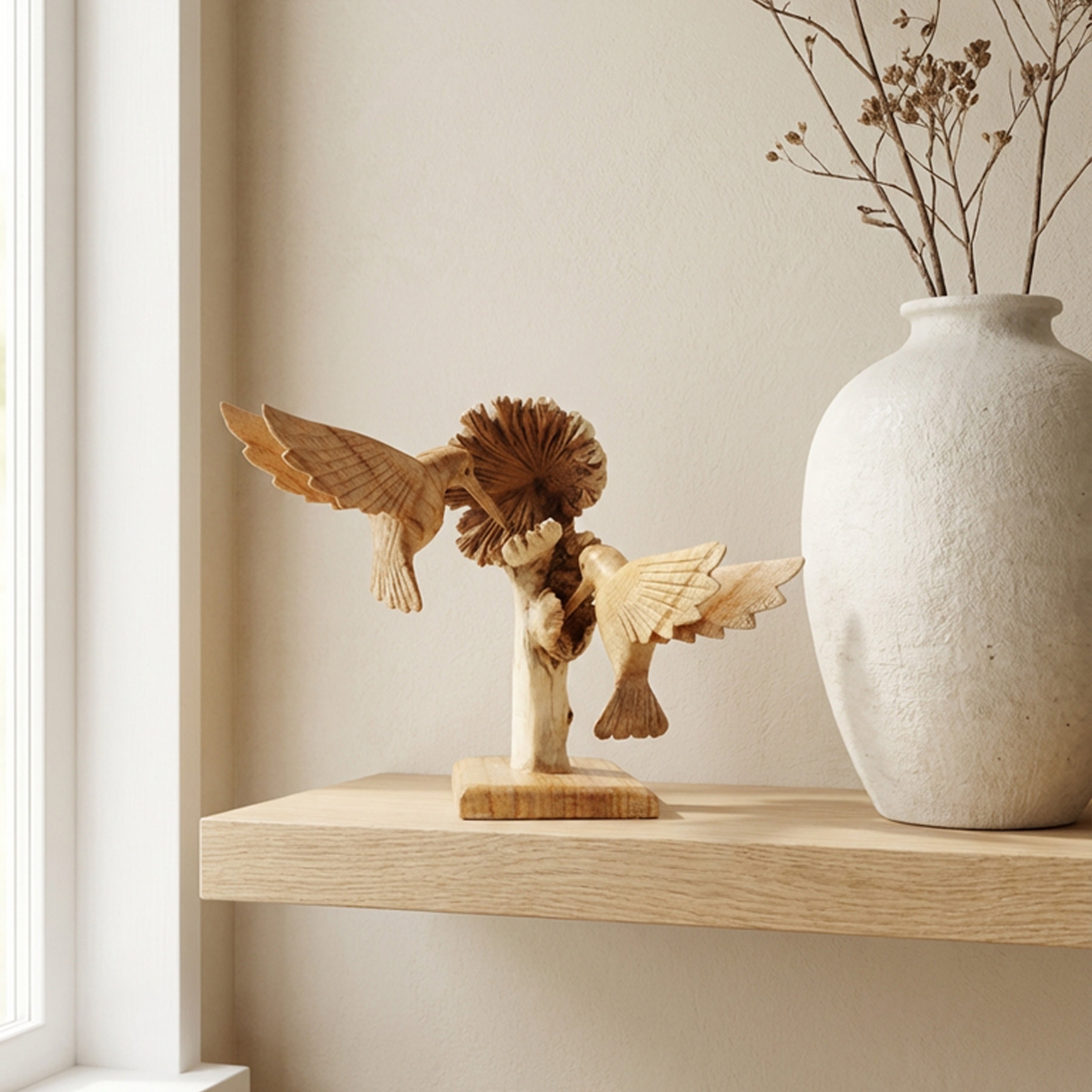 Wooden Rustic Sculpture – Mushroom Decoration