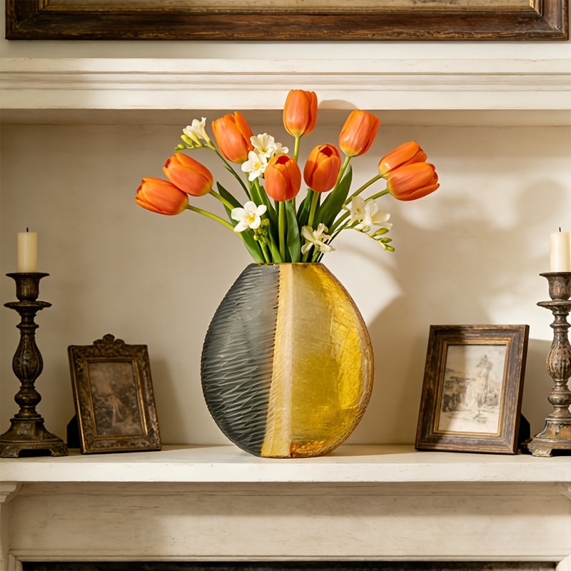 1 Water Culture Ice Cracked Glass Vase, High-End Hydroponic Flower Arrangement Decoration, Modern Creative Living Room And Foyer Decoration (Small)