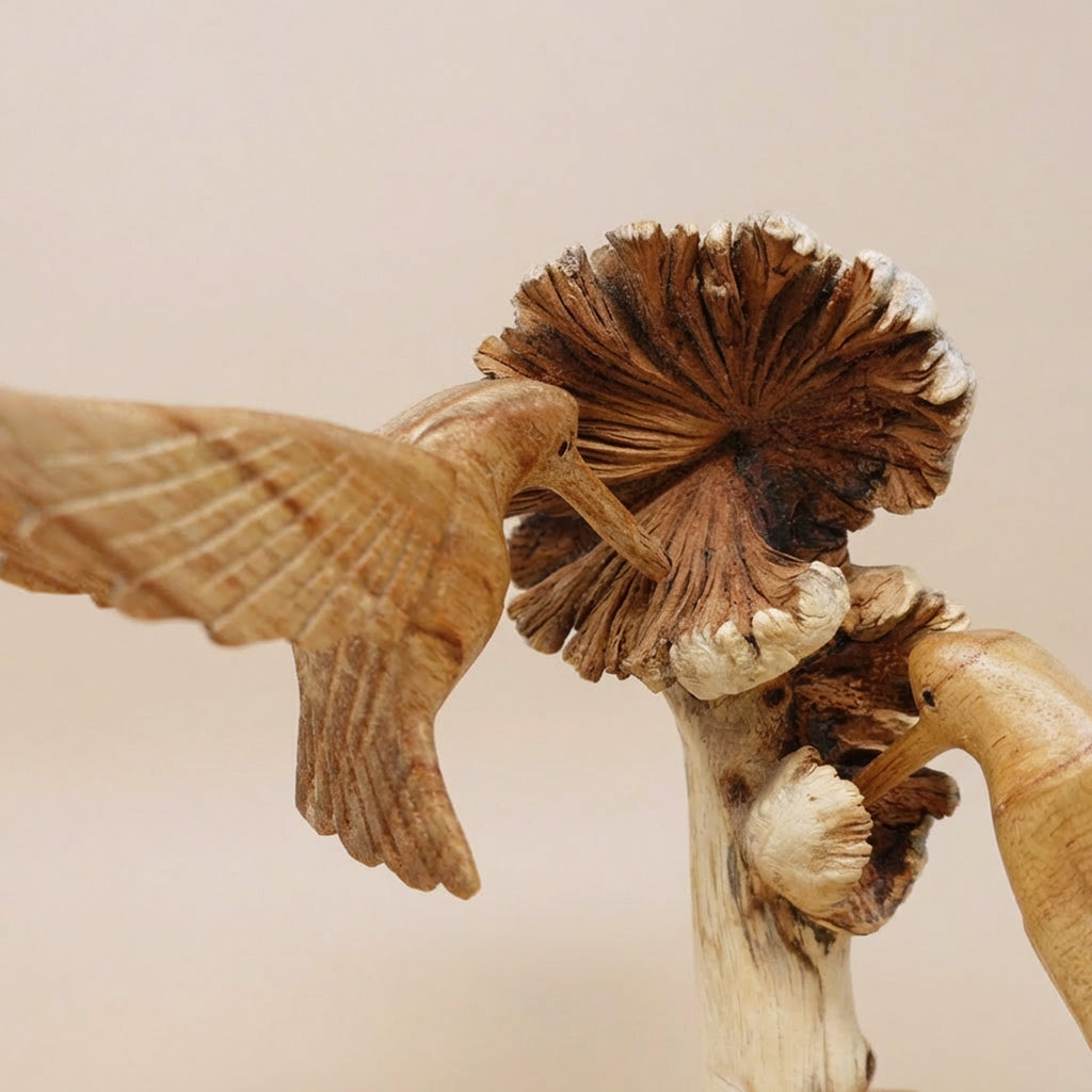 Wooden Rustic Sculpture – Mushroom Decoration