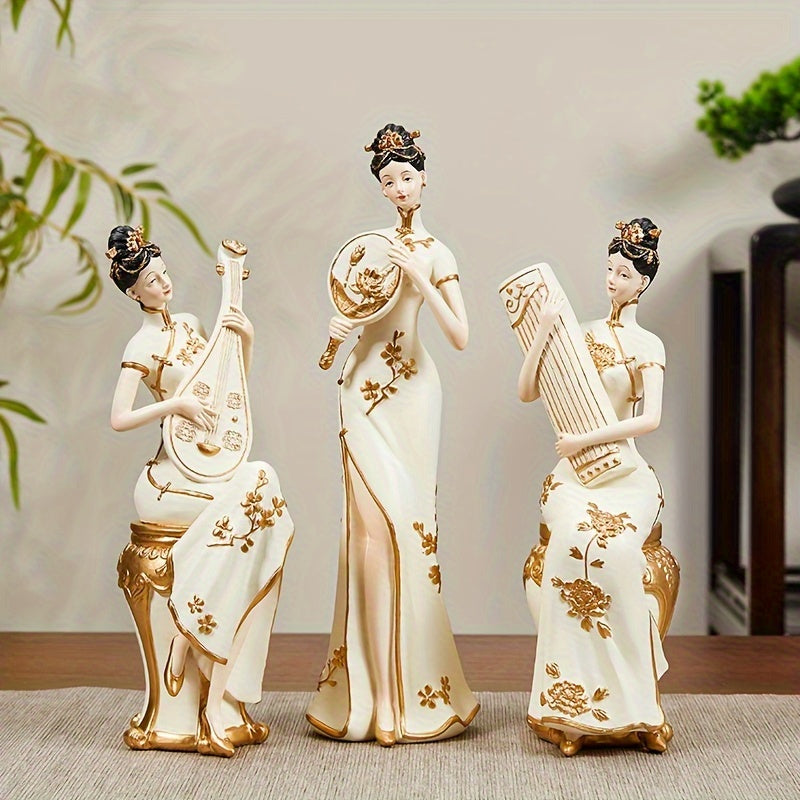 1pc New Style Qipao Lady Figurine Living Room Tea Room Zen High-end Curio Shelf Entrance Decoration