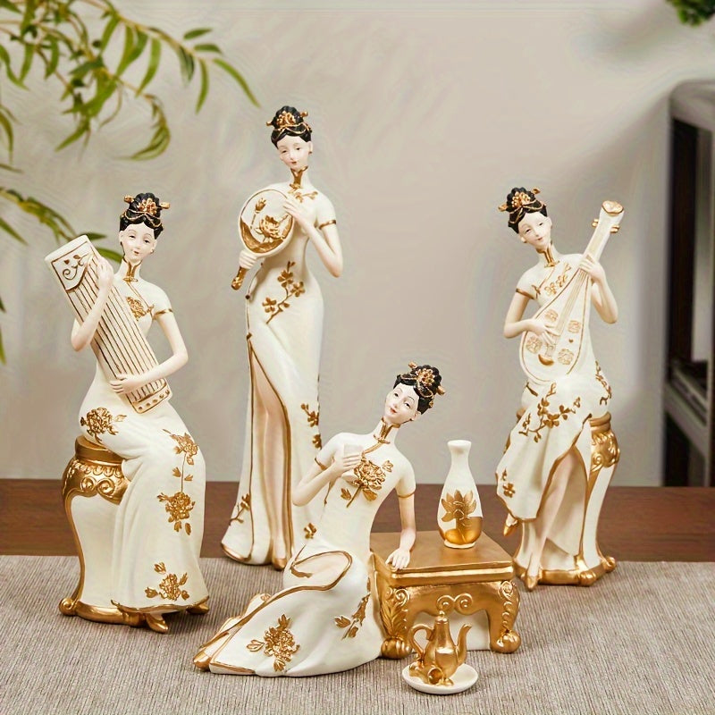 1pc New Style Qipao Lady Figurine Living Room Tea Room Zen High-end Curio Shelf Entrance Decoration